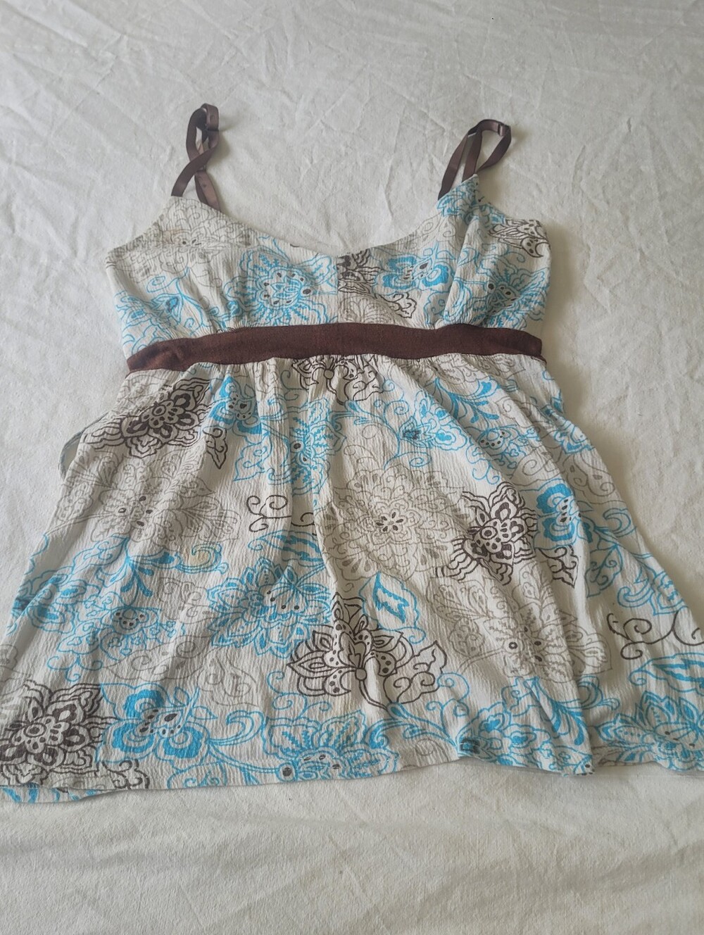 Anchor Blue Cami Top Size Medium Y2K 1990s Babydoll Floral Adjustable Straps